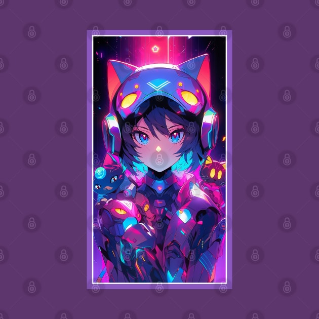 Anime Cute Cat Girl | Quality Anime Girl Artwork | Sci-Fi Manga Girl Anime Art by AlNoah