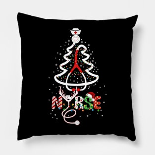 Christmas Nurse Christmas Stethoscope Tree For Nurses Women Pillow