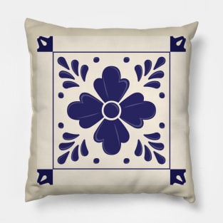 Mexican Talavera Flower by Akbaly Pillow