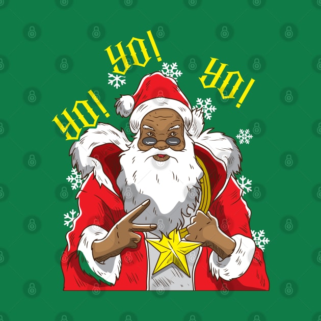 Black African American Santa Claus Yo Yo Yo Christmas by E