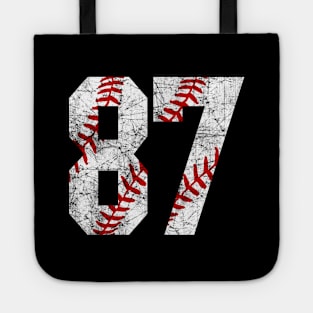 Vintage #87 Baseball Laces Baseball Mom Jersey Love Baseball Tote