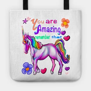 Inspirational motivational affirmation unicorn you are amazing girls inspirational gifts for women Tote