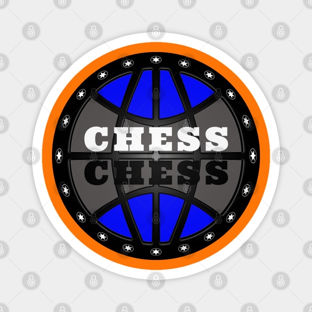 Chess Logo in Black, White and Blue Magnet by The Black Panther