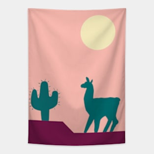 Llama in the cactus desert heat Tapestry