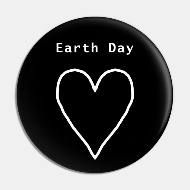 Earth Day White Heart Outline Pin by ellenhenryart