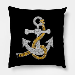 Gray Anchor and Rope Pillow