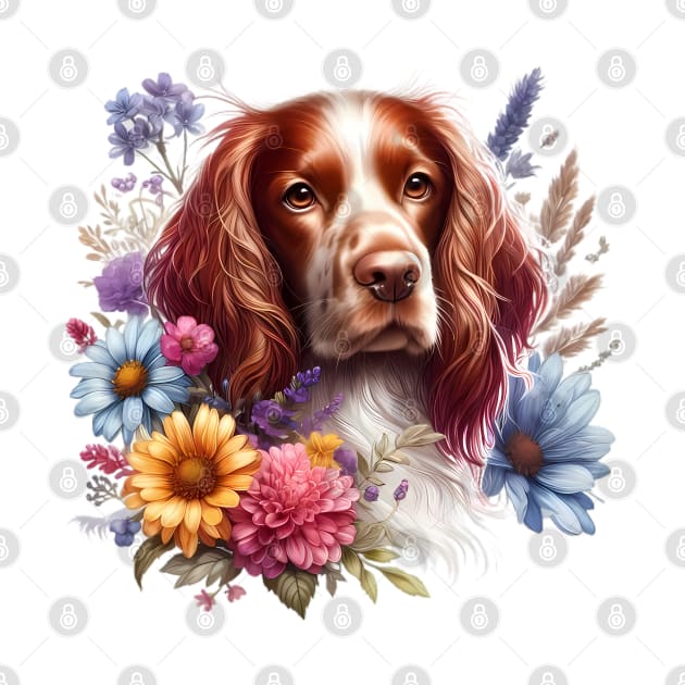 A sussex spaniel decorated with beautiful colorful flowers. by CreativeSparkzz