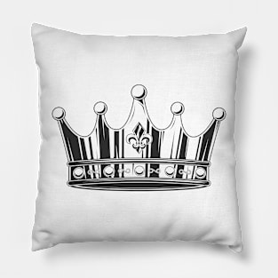 Black and white crown. Monochrome style Pillow