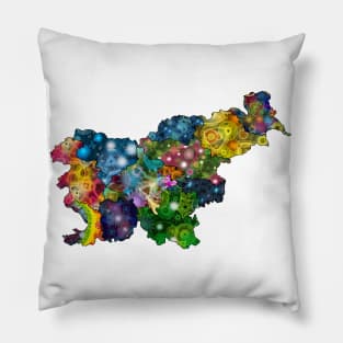 Spirograph Patterned Slovenia Counties Map Pillow