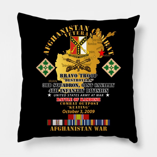 Battle of Kamdesh, Combat Outpost (COP) Keating - 3rd Squadron, 61st Cavalry Regiment - Combat Veteran Pillow by twix123844