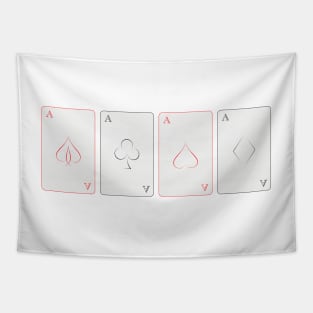 Four Aces of Red and Black Tapestry