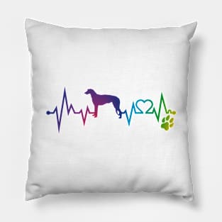 Scottish DeerHound  Colorful Heartbeat, Heart & Dog Paw Pillow