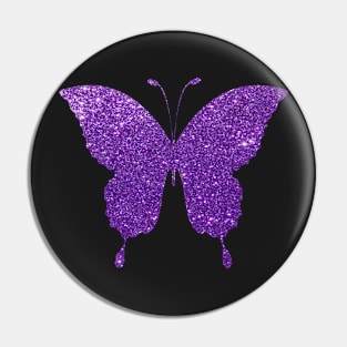 Purple Faux Glitter Butterfly Pin