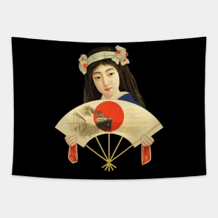 Japanese Lady with fan - Vintage Japanese Art 1930 Tapestry