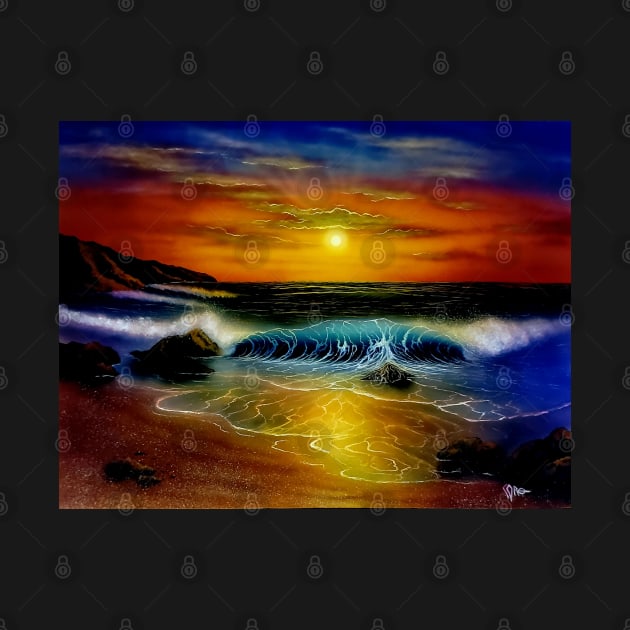 Sunset seascape ocean painting by Coreoceanart