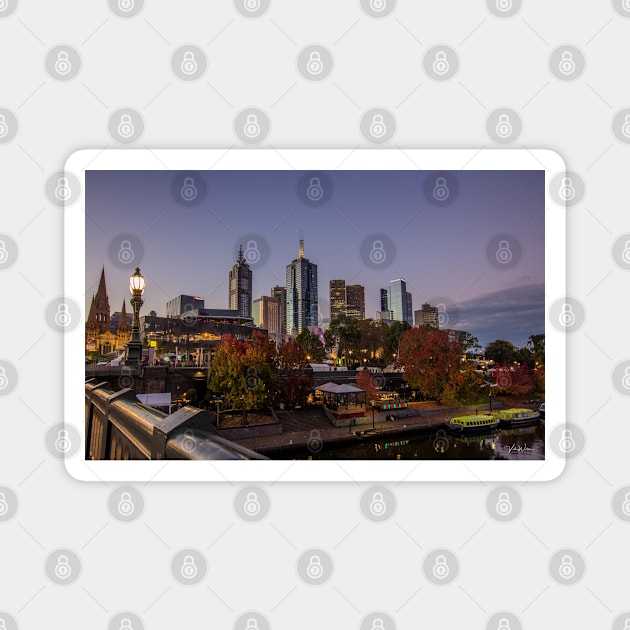 The Melbourne skyline from Princess Bridge, Victoria, Australia. Magnet by VickiWalsh