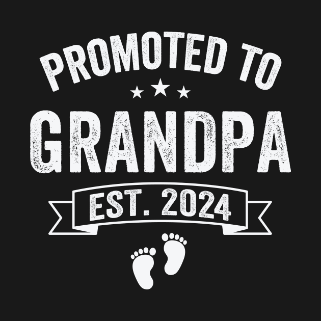 Promoted To Grandpa EST. 2024 Grandparents Baby Announcement Shirt by Kelley Clothing