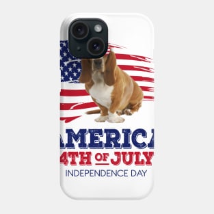 Basset Hound Flag USA - America 4th Of July Independence Day Phone Case