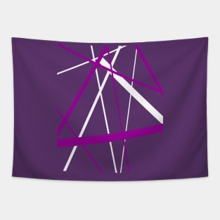 Criss Cross Purple and White Lines Tapestry