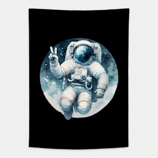 Astronaut Peace Sign Tapestry