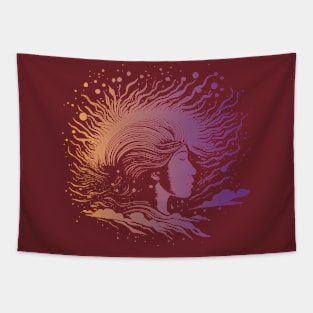 WOMAN WITH WILD HAIR Tapestry