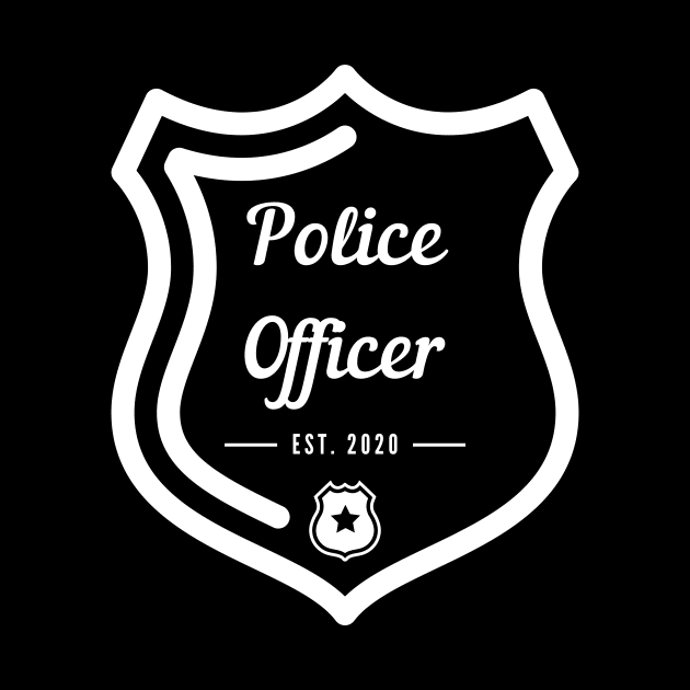 Police Officer Est 2020 white text design with shield and badge by BlueLightDesign