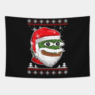 Santa Pepe FeelsOkayMan - White Outline Tapestry