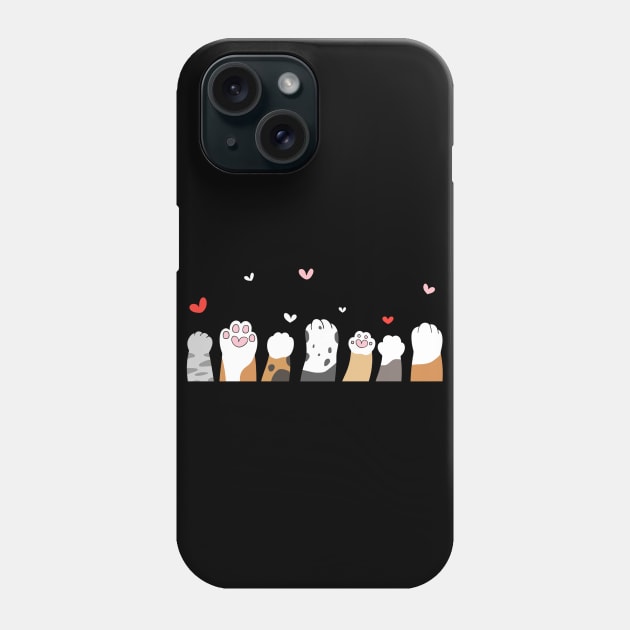 cat paws cute heart Phone Case by CleasssArt