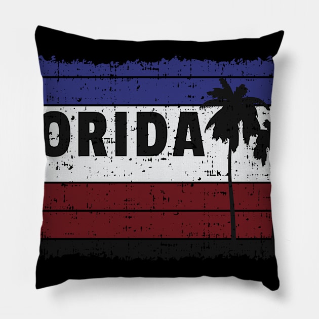 Florida USA State Palm Trees Tallahassee Miami Orlando South Beach Design Gift Idea Pillow by c1337s