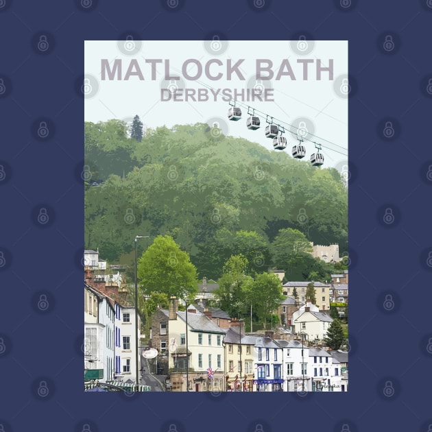 Derbyshire Peak District Matlock Bath . Travel location poster by BarbaraGlebska