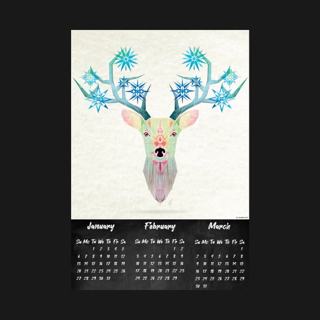 deer winter calendar 2020 by Manoou