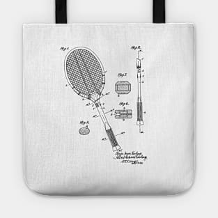 Tennis Racket Vintage Patent Hand Drawing Tote