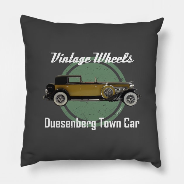 Vintage Wheels - Duesenberg Town Car Pillow by DaJellah