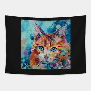 Scruffy Cat Oil Painting Tapestry