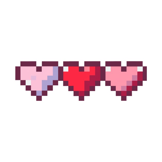 Pink Row of Hearts Pixel Art by christinegames