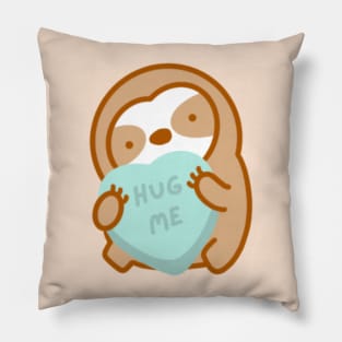 Cute Valentine Hug Me Candy Heart Sloth Pillow