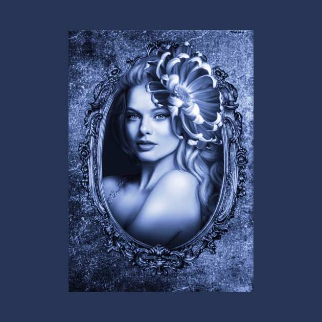 Blue flower girl filter portrait digital artwork by Relaxing Art Shop