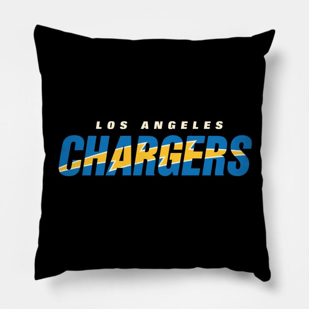 Los Angeles Chargers 5 by Buck Tee Original Design Pillow by Buck Tee