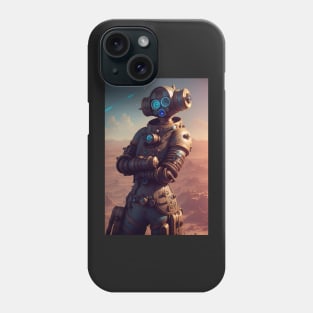 Cybernetic steampunk robot posing Phone Case