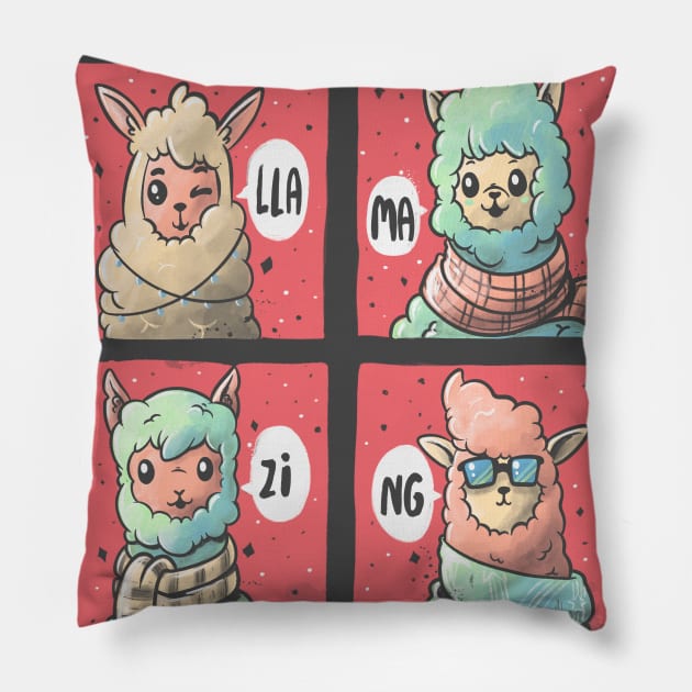 Llamazing - Cute Llama Gift Pillow by eduely