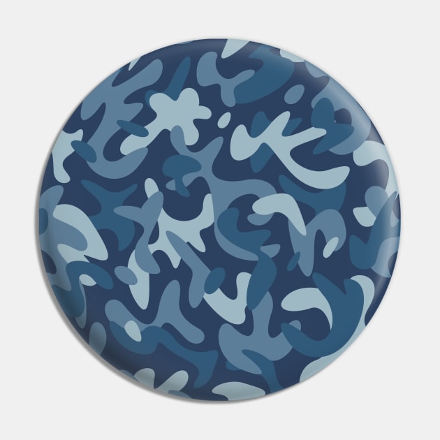 Blue Camouflage Pattern Pin by jodotodesign