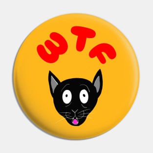 WTF Surprised Black Cat Anime/Manga Art Pin