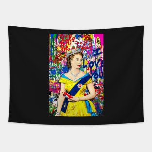 Queen Elizabeth II Art Graffiti Style Tapestry