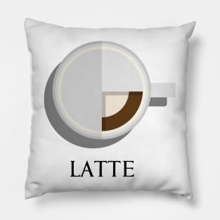 Hot latte coffee cup top view in flat design style Pillow