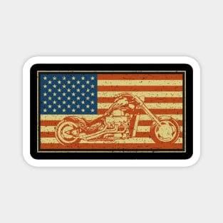 Vintage Motorcycle US Flag Magnet