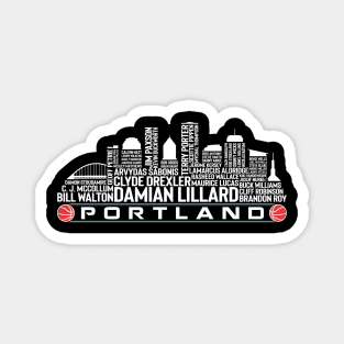 Portland Basketball Team All Time Legends, Portland City Skyline Magnet