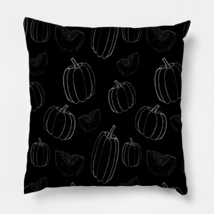 White vintage pumpkin sketch pattern Pillow