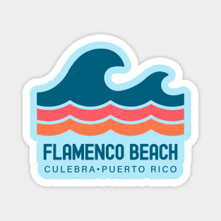 Flamenco Beach - Culebra Puerto Rico - Vintage Wave Magnet