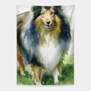 Shetland Sheepdog Watercolor Painting - Dog Lover Gifts Tapestry