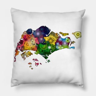 Spirograph Patterned Singapore Districts Map Pillow